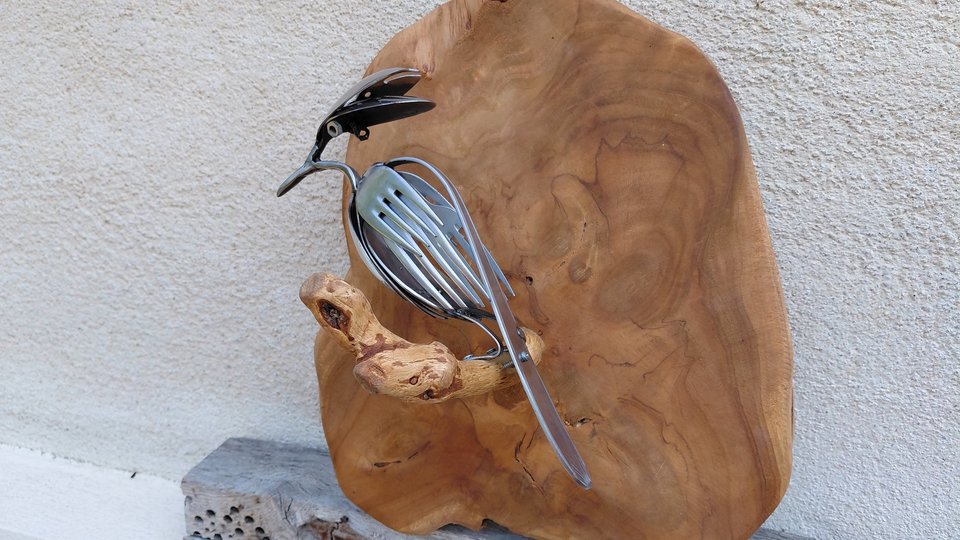 Kingfisher on Wooden Perch (wall hanging)