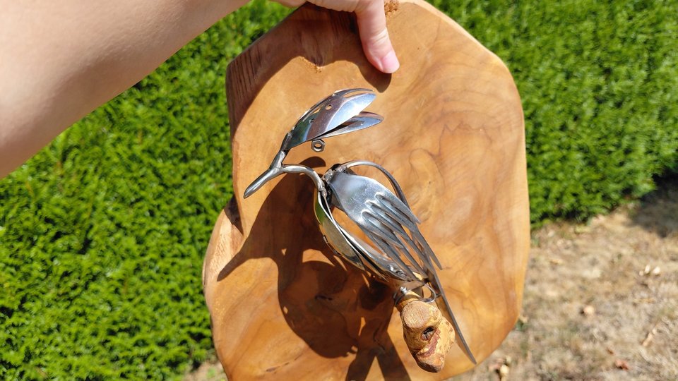 Kingfisher on Wooden Perch (wall hanging)