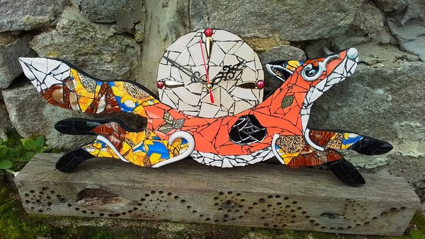 Medium Sunflower Fox Clock (cream moon) (SOLD)