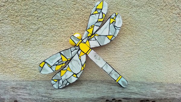 Zesty Yellow & Silver Rose Dragonfly 