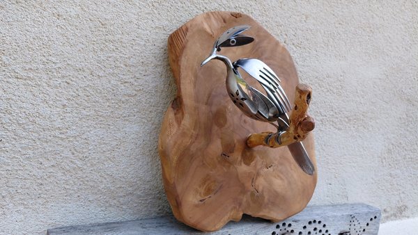 Kingfisher on Wooden Perch (wall hanging)